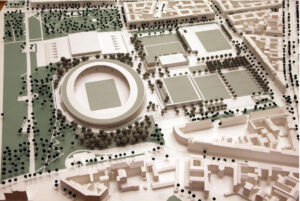 Das Modell des neuen Jahnsportparks.